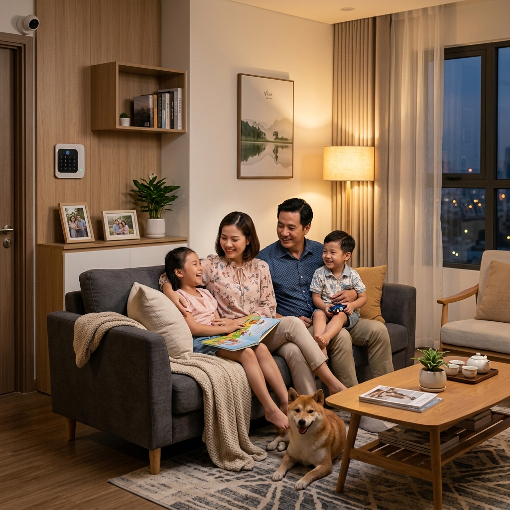 Gia đình trẻ an tâm trong căn hộ chung cư đã mua bảo hiểm cháy nổ bắt buộc