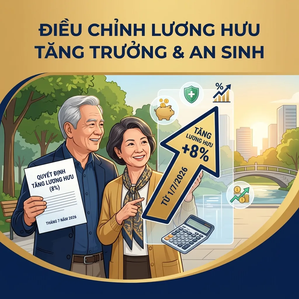 Read more about the article Lương Hưu Tăng 8% Từ 1/7/2026: Cách Tính Mức Hưởng Mới Của Bạn